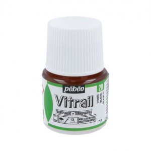 Краска для стекла и металла PEBEO Vitrail лаковая глянцевая, цвет 050-020 белый, 45 мл